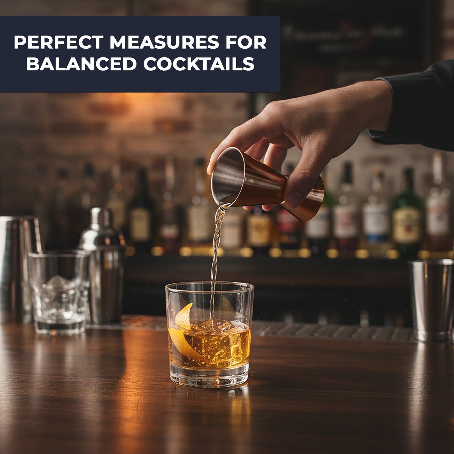 Stainless Steel With Rose Gold Finish,  25/50ml Measure Jigger (1 Piece)