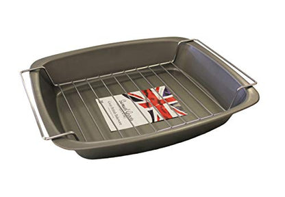 37cm Meat Roasting Pan & Rack Non Stick, Made in England - Premium Kitchen from Chabrias Ltd - Just £10.99! Shop now at Chabrias Ltd