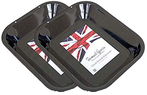 Samuel Groves 2X 28cm Vitreous Enamel Roasting Pan, Made in England by Chabrias LTD, Black, GBB047594/2 - Premium Home from Chabrias Ltd - Just £16.99! Shop now at Chabrias Ltd