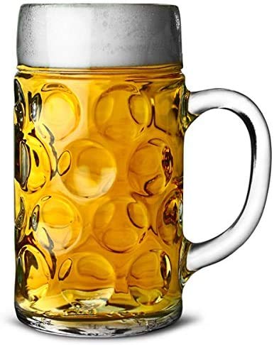 Chabrias Ltd German Beer Stein Glass 2 Pint | Classic Beer Tankards, Beer Mugs, Beer Steins | 2 Pint Glass Beer Tankards - Premium Kitchen from Chabrias Ltd - Just £9.75! Shop now at Chabrias Ltd