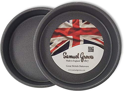 Samuel Groves 2 x Round Victoria Sandwich Sponge Cake Tin Straight Sided Deep Pan Fixed Base, Superior Double Coated Non Stick, UK Made - Premium Kitchen from Samuel Groves - Just £8.49! Shop now at Chabrias Ltd