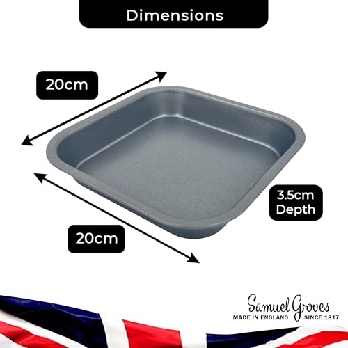 2 x Non-Stick Square Sandwich Brownie Tin (8 Inch) - Premium Kitchen from Samuel Groves - Just £9.49! Shop now at Chabrias Ltd