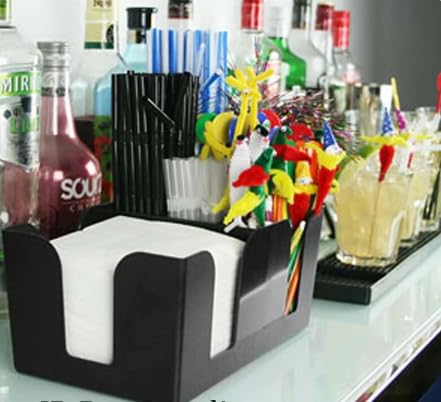 Chabrias Ltd Plastic Classic Bar Caddy Black, Bar Storage, Bar Organiser, Bar Condiment Caddy, Napkin Holder, Straw Holder - Premium Kitchen from Chabrias Ltd - Just £79.99! Shop now at Chabrias Ltd