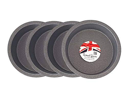 Samuel Groves 4X Mini Pie Cake Tins Long Life 4” (10cm) Non Stick Made in England - Premium Home from Chabrias Ltd - Just £8.99! Shop now at Chabrias Ltd