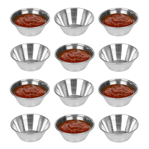 12 Pack Stainless Steel Condiment Sauce Ramekin Cups - Premium Kitchen from Chabrias Ltd - Just £8.54! Shop now at Chabrias Ltd