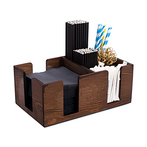 Wooden Bar Caddy - Bar Aide Cocktail Accessory and Napkin Holder and Bar Tidy Brown|Black|Grey - Premium Home from Chabrias Ltd - Just £12.99! Shop now at Chabrias Ltd