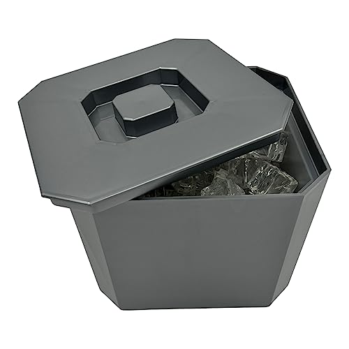 Ice Bucket with Lid, BPA Free, 4.5 Litre Octagonal & Double Walled Insulation, Made in England, Perfect for Home Bars, Pubs, Restaurants, BBQs and Picnics - Premium Kitchen from Chabrias Ltd - Just £14.95! Shop now at Chabrias Ltd