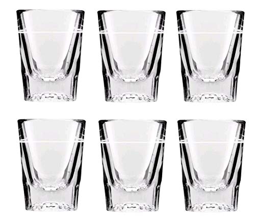 6X Whiskey Shot Vodka Glass 2oz with 1oz Line | Glassware Heavy Strong Base - Premium Kitchen from Chabrias Ltd - Just £12.99! Shop now at Chabrias Ltd