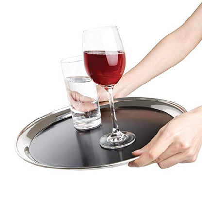 14" Round Serving Bar Tray Stainless Steel Pub Club Restaurant Non-Slip - Premium Kitchen from Chabrias Ltd - Just £14.99! Shop now at Chabrias Ltd