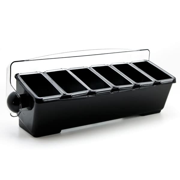 Premium Condiment Dispenser 6 Compartment Black White Bar Condiment Garnish Tray by Chabrias LTD - Premium Kitchen from Chabrias Ltd - Just £45.49! Shop now at Chabrias Ltd