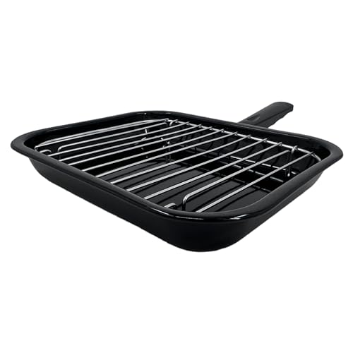 Vitreous Enamel Grill Pan & Handle, Wire Rack UK Made - Premium Kitchen from Samuel Groves - Just £23.99! Shop now at Chabrias Ltd