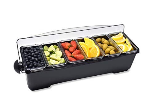 Premium Condiment Dispenser 6 Compartment Black White Bar Condiment Garnish Tray by Chabrias LTD - Premium Kitchen from Chabrias Ltd - Just £45.49! Shop now at Chabrias Ltd