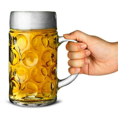 Chabrias Ltd German Beer Stein Glass 2 Pint | Classic Beer Tankards, Beer Mugs, Beer Steins | 2 Pint Glass Beer Tankards - Premium Kitchen from Chabrias Ltd - Just £9.75! Shop now at Chabrias Ltd