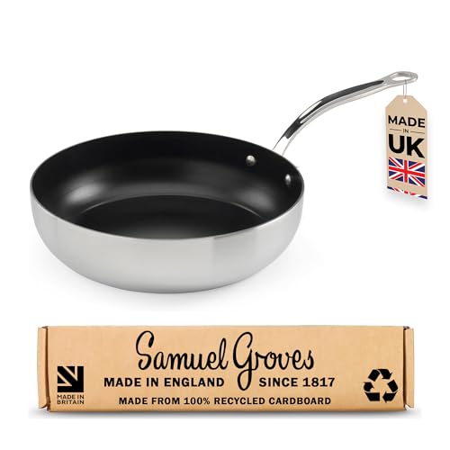 Samuel Groves Stainless Steel Tri Ply Non Stick Chef's Pan Frying Pan Suitable for All Hobs - Made in England - Premium Kitchen from Samuel Groves - Just £85.49! Shop now at Chabrias Ltd