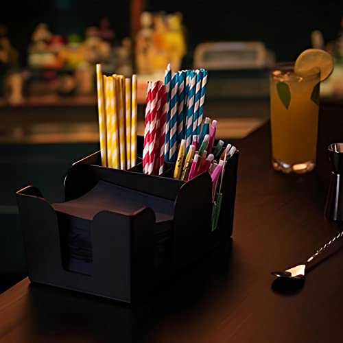 Wooden Bar Caddy - Bar Aide Cocktail Accessory and Napkin Holder and Bar Tidy Brown|Black|Grey - Premium Home from Chabrias Ltd - Just £12.99! Shop now at Chabrias Ltd