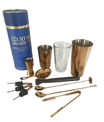 12 Piece Essential Stainless Steel Bartender Cocktail Boston Style Shaker Gift Set, Professional Bar Tools for Drink Mixing, Home, Bar, Party - Premium Kitchen from Chabrias Ltd - Just £14.99! Shop now at Chabrias Ltd