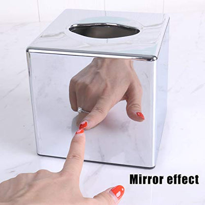 Silver Tissue Box Holder Cube Mirror Effect Plastic Chrome Finish Cover Bespoke by Chabrias - Premium Home from Chabrias Ltd - Just £13.99! Shop now at Chabrias Ltd