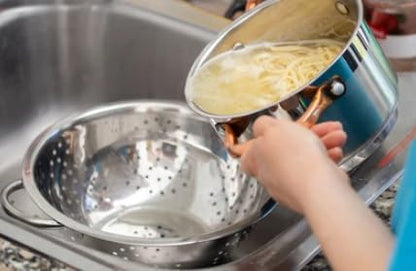 Stainless Steel Colander with Two Robust Handles - Heavy Duty and Efficient Draining - Premium Kitchen from Samuel Groves - Just £7.59! Shop now at Chabrias Ltd