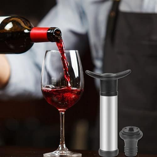 Wine Vacuum Pump & 2 Stoppers – Stainless Steel Wine Saver to Keep Wine Fresh – Easy-to-Use Wine Sealer Gift Set - Premium Kitchen from Chabrias Ltd - Just £9.99! Shop now at Chabrias Ltd