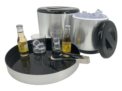 Chabrias Ice Bucket with Lid and Ice Tongs | Round & Double Walled Insulation | Perfect for Home Bars, Pubs, Restaurants, BBQs and Picnics - Premium Kitchen from Chabrias Ltd - Just £14.24! Shop now at Chabrias Ltd