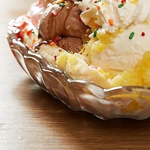 Chabrias Ltd Banana Split Glass Dish - Pack of 4 | Classic Scalloped Edge, 234ml Capacity | Ideal for Desserts, Ice Cream, & Fruit