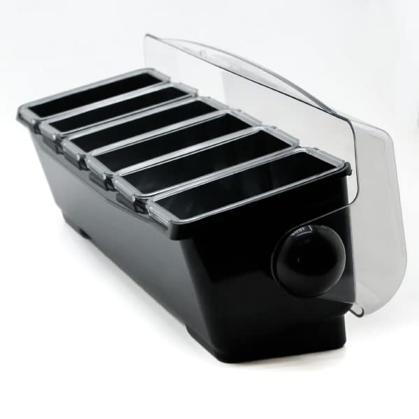 Premium Condiment Dispenser 6 Compartment Black White Bar Condiment Garnish Tray by Chabrias LTD - Premium Kitchen from Chabrias Ltd - Just £45.49! Shop now at Chabrias Ltd