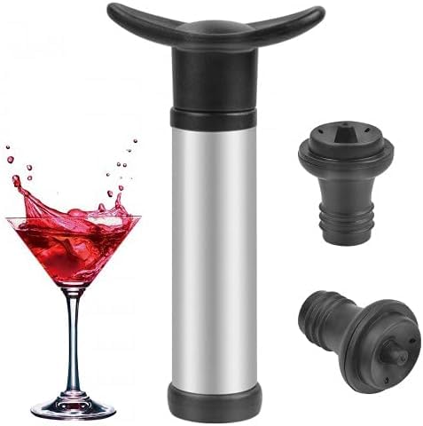 Wine Vacuum Pump & 2 Stoppers – Stainless Steel Wine Saver to Keep Wine Fresh – Easy-to-Use Wine Sealer Gift Set - Premium Kitchen from Chabrias Ltd - Just £9.99! Shop now at Chabrias Ltd