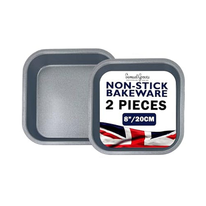 2 x Non-Stick Square Sandwich Brownie Tin (8 Inch) - Premium Kitchen from Samuel Groves - Just £9.49! Shop now at Chabrias Ltd