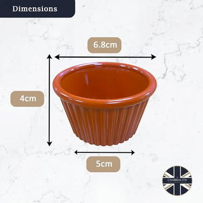 Chabrias Pack of 12 Fluted Traditional Melamine Ramekins Condiment Pots, Sauce Ramekins, Dip Bowls, Tough Plastic Sauce Pots, Made in England - Premium Kitchen from Chabrias Ltd - Just £8.49! Shop now at Chabrias Ltd