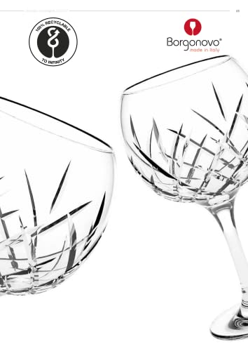 Borgonovo Rococo Stemmed Gin Glass, Gin Glasses, Aperol Spritz Glasses, Gin & Tonic Glass, Gin Gifts, Gin Lovers, Cocktail Glasses, Gin Glasses Set of 4, Gift Box 19oz / 539ml Pack of 4 - Premium Kitchen from Borgonovo - Just £15.19! Shop now at Chabrias Ltd