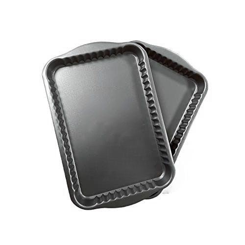 British Non-Stick Twin Pack Fluted Rectangle Quiche Pans