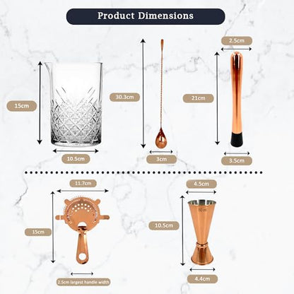 5 Piece Cocktail Mixing Glass Set – Large Mixing Jug for 3 Cocktails, Includes Hawthorne Strainer, 25/50ml Jigger, Cocktail Spoon & Muddler - Premium Home from Chabrias Ltd - Just £18.99! Shop now at Chabrias Ltd
