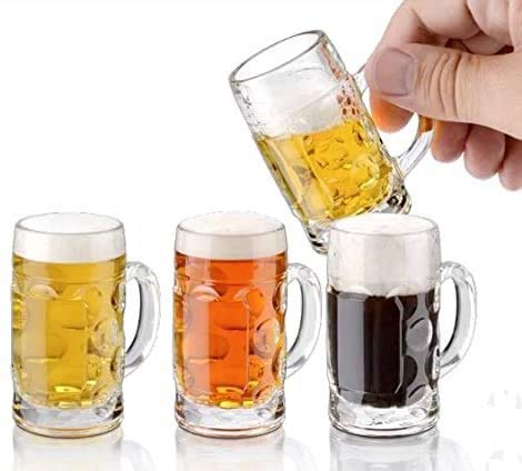 Chabrias Ltd German Beer Stein Glass 2 Pint Classic Beer Tankards + 2 Free Mini Shot Tankard - Premium Kitchen from Chabrias Ltd - Just £14.24! Shop now at Chabrias Ltd