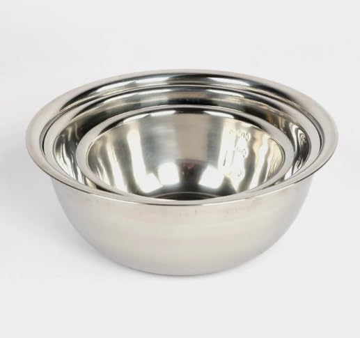 Chabrias Ltd Mixing Bowls 3 Pieces Mixing Bowl Set Stainless Steel Mixing Bowl Metal Cooking Baking Bowl for Preparing Serving Nesting Bowl Dishwasher Safe Desert, Dough, Salad Bowl - Premium Kitchen from Chabrias Ltd - Just £13.99! Shop now at Chabrias Ltd