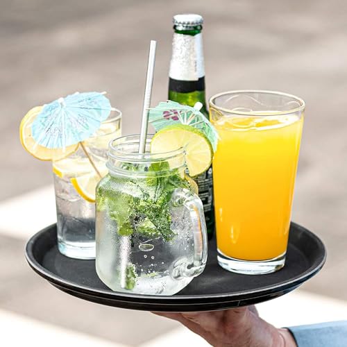 U-Grip Round Black Anti Slip Non Slip Bar Drinks Food Serving Tray - Bar Tray for Parties, Gatherings, Bars, Restaurants, and Home - Premium Home from Chabrias Ltd - Just £99.99! Shop now at Chabrias Ltd