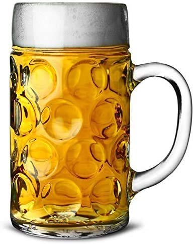 Chabrias Ltd German Beer Stein Glass 2 Pint Classic Beer Tankards + 2 Free Mini Shot Tankard - Premium Kitchen from Chabrias Ltd - Just £14.24! Shop now at Chabrias Ltd