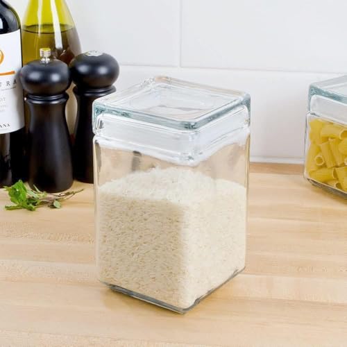 Chabrias Ltd Square Stackable Glass Storage Jars With Lids, Food Container, Food Storage, Kitchen Storage Containers, Coffee, Sugar, Tea Containers, Pantry Storage Containers - Premium Home from Chabrias Ltd - Just £13.99! Shop now at Chabrias Ltd