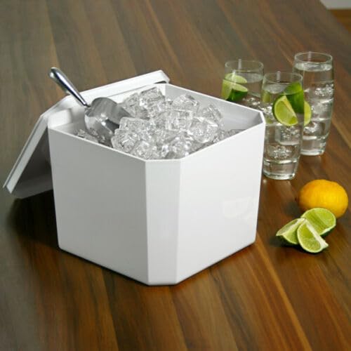 6 Litre Octagonal & Double Walled Insulation Ice Bucket with Lid White - Premium Kitchen from Chabrias Ltd - Just £14.20! Shop now at Chabrias Ltd