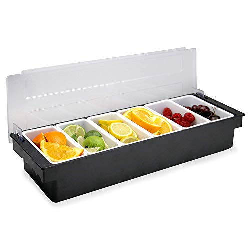 Click to Open expanded View Plastic Condiment Dispenser 6 Compartment Black | Bar Condiment Holder, Cocktail Garnish Tray by Chabrias Ltd - Premium Kitchen from Chabrias Ltd - Just £23.46! Shop now at Chabrias Ltd