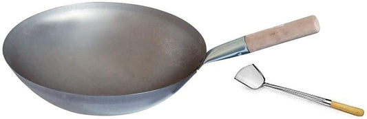 Samuel Groves 16" Chinese Wok Iron Dia 403 mm with Chinese Turner - Premium Kitchen from Samuel Groves - Just £17.09! Shop now at Chabrias Ltd