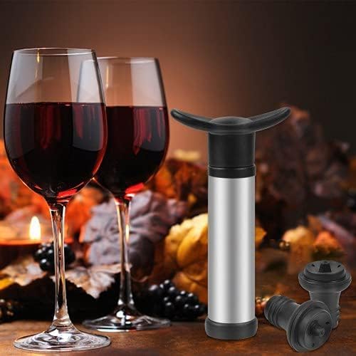 Wine Vacuum Pump & 2 Stoppers – Stainless Steel Wine Saver to Keep Wine Fresh – Easy-to-Use Wine Sealer Gift Set - Premium Kitchen from Chabrias Ltd - Just £9.99! Shop now at Chabrias Ltd