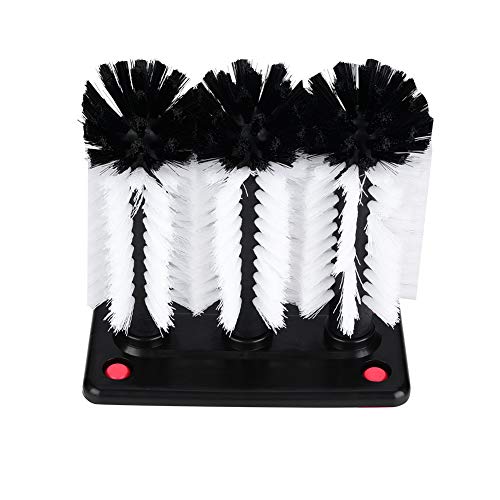 3 Brush Glass Washer,Glass Cleaning Brushes with Suction Cup Base,3 Scrubber Heads BarGlass Bottle Cup Cleaning Brushes for Bar Kitchen Sink Home Tools,7.5 x 3.9 x 7.5inch - Premium Home from Chabrias Ltd - Just £17.99! Shop now at Chabrias Ltd