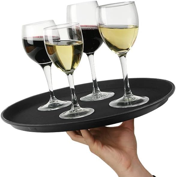 U-Grip Round Black Anti Slip Non Slip Bar Drinks Food Serving Tray - Bar Tray for Parties, Gatherings, Bars, Restaurants, and Home - Premium Home from Chabrias Ltd - Just £99.99! Shop now at Chabrias Ltd