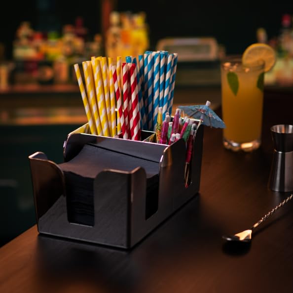 Chabrias Ltd Plastic Classic Bar Caddy Black, Bar Storage, Bar Organiser, Bar Condiment Caddy, Napkin Holder, Straw Holder - Premium Kitchen from Chabrias Ltd - Just £79.99! Shop now at Chabrias Ltd