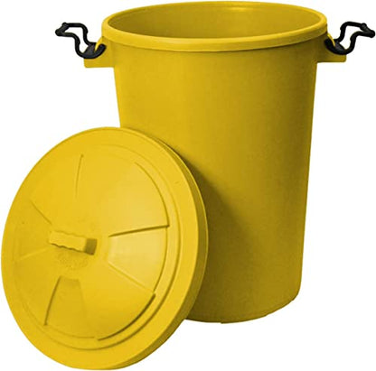 85 Litre Extra Large Heavy Duty Yellow Clip Bin Dustbin Recycling Bin Waste Bin - Premium BISS from Chabrias Ltd - Just £39.99! Shop now at Chabrias Ltd