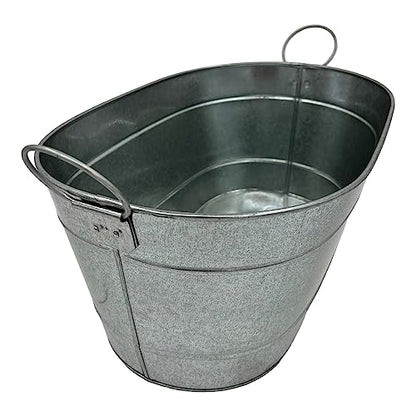 Galvanized Oval Ice Tub - 18" | Rustic Vintage Design | Premium Quality | Two Metal Handles for Easy Mobility - Premium Kitchen from Chabrias Ltd - Just £19.99! Shop now at Chabrias Ltd