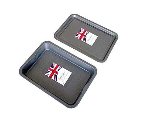 Large Roasting Tin & Baking Tray Set Non Stick Long Life Made in England - Premium Home from Chabrias Ltd - Just £14.99! Shop now at Chabrias Ltd