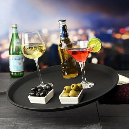 U-Grip Round Black Anti Slip Non Slip Bar Drinks Food Serving Tray - Bar Tray for Parties, Gatherings, Bars, Restaurants, and Home - Premium Home from Chabrias Ltd - Just £99.99! Shop now at Chabrias Ltd