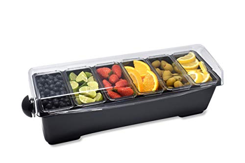 Premium Condiment Dispenser 6 Compartment Black White Bar Condiment Garnish Tray by Chabrias LTD - Premium Kitchen from Chabrias Ltd - Just £45.49! Shop now at Chabrias Ltd