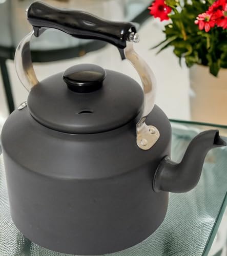 Traditional Style Hard Anodised Kettle UK Made - Ergonomically Designed Handle - Suitable for Gas, Electric, Induction, Log Burners and AGA cookers (3 litre) - Premium STOVETOP_KETTLE from Chabrias Ltd - Just £79.99! Shop now at Chabrias Ltd